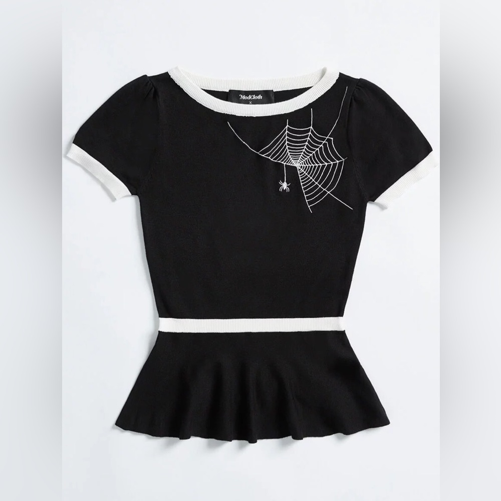 ModCloth x Collectif A Webful Idea peplum sweater spider web UK 28 US 24 3X
